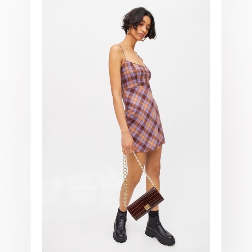 Urban Outfittersuo Keya Plaid Hook & Eye Mini Dress View 2